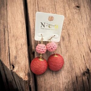 Red and Pink Dangle Earrings